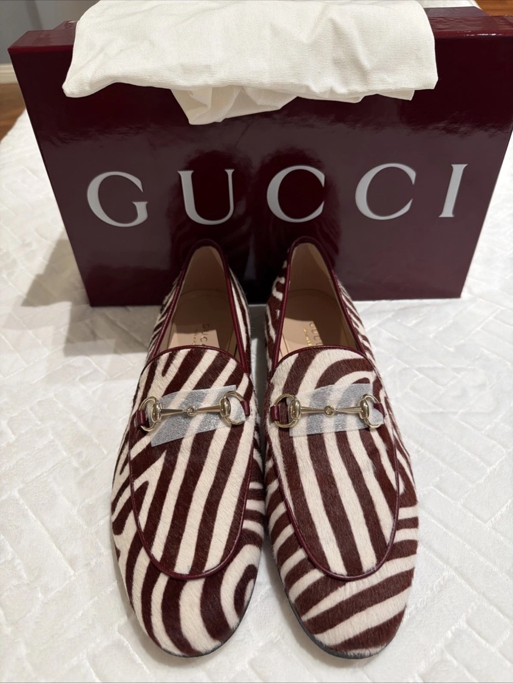 Gucci Brown and White Zebra Horsebit Loafers